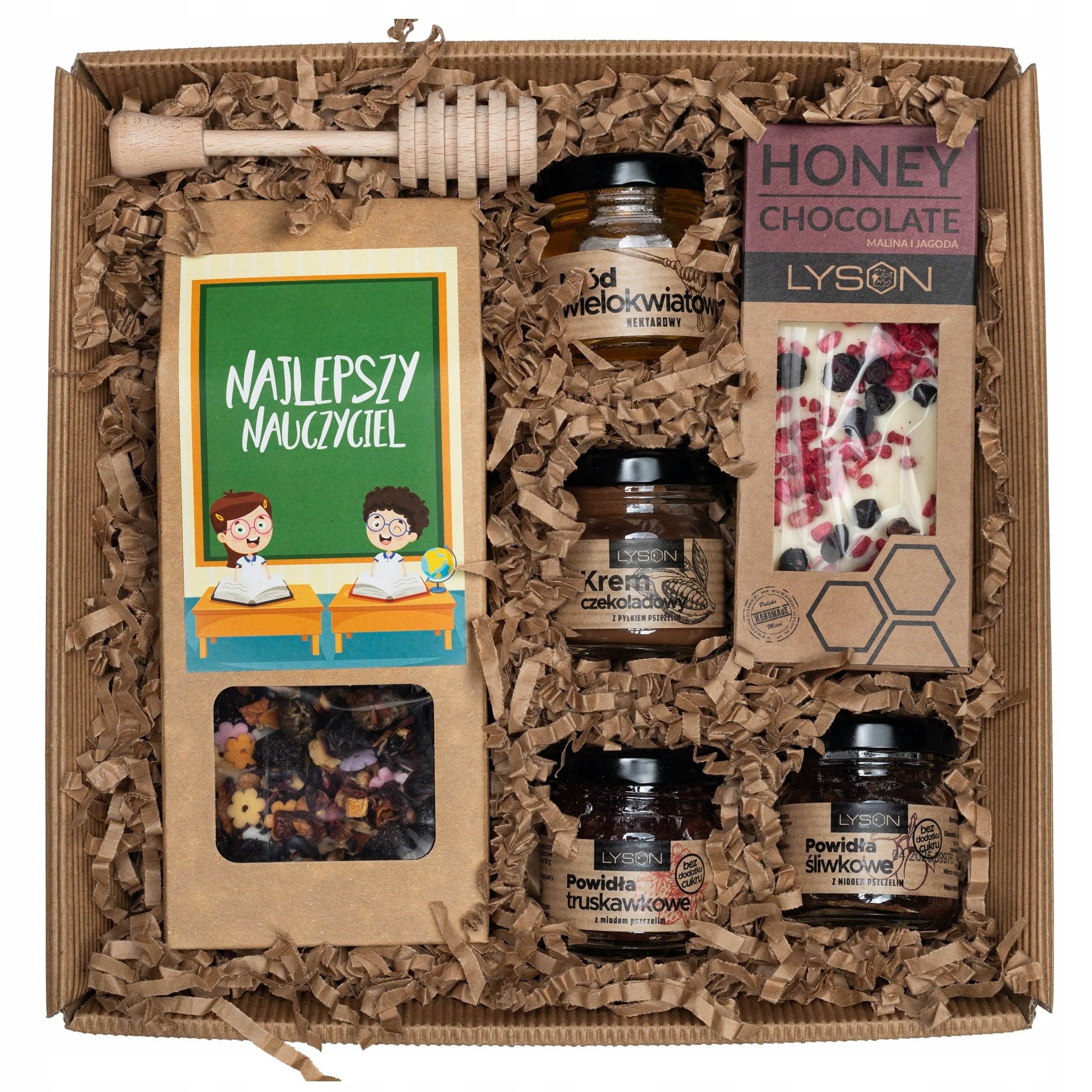 dla nauczyciela czekolada herbata miód