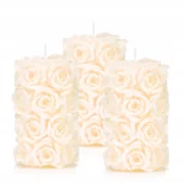 Świece - Świeczki ozdobne róża zestaw 3 szt H-11cm ecru - miniaturka - grafika 1