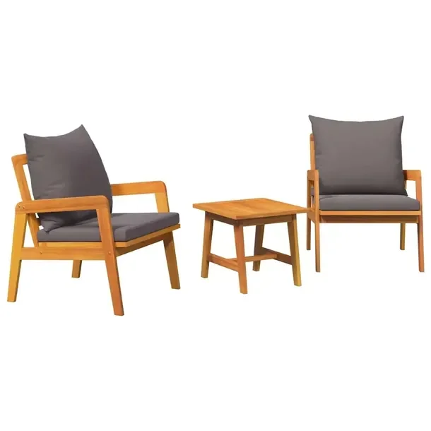 Zestaw Sof Ogrodowych z Drewna Akacjowego, Antracyt 65x59.5x72 cm