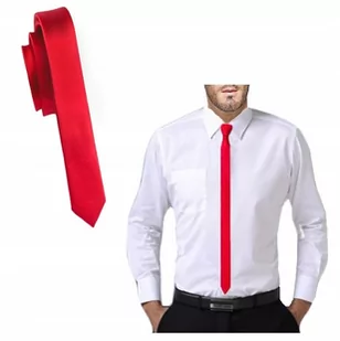 ULTRA SLIM! Wąski 4cm Krawat Męski Gładki Jednokolorowy Czerwony GREG us06 - Krawaty i muchy męskie - miniaturka - grafika 1