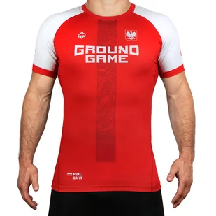 Rashguard do MMA/BJJ męski Ground Game Polska czerwony z krótkim rękawem - Kimona, stroje i obuwie - miniaturka - grafika 1