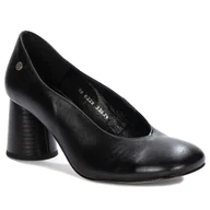 Czółenka - Maciejka Czółenka damskie na słupku skórzane czarne-36 - miniaturka - grafika 1