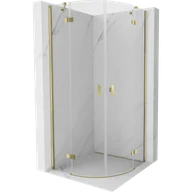 Kabiny prysznicowe - Mexen Mist kabina prysznicowa półokrągła uchylna 70 x 70 cm, transparent, złota - 8A33-070-070-50-00 - miniaturka - grafika 1