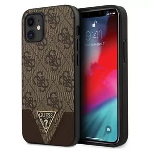 Guess 4G Triangle Collection - Etui iPhone 12 mini brązowy - Etui i futerały do telefonów - miniaturka - grafika 1