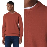 Swetry męskie - Wrangler TWO TONE CREW Bossa Nova Red CEGLANY SWETER REGULAR FIT XXL - miniaturka - grafika 1