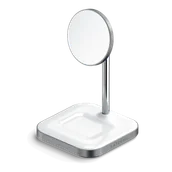 Ładowarki do telefonów - Satechi Ładowarka Indukcyjna 2w1 - Srebrna - miniaturka - grafika 1