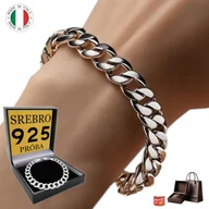 Bransolety męskie - Szeroka Bransoletka Męska Srebrna Srebro 925 Pancerka Bransoleta Pełna - miniaturka - grafika 1