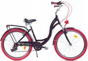 Rowery - Rower Dallas City Alu 26" 7spd - czarny z czerwonym - miniaturka - grafika 1