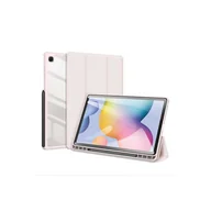 Etui do tabletów - Dux Ducis Toby Etui ze skóry ekologicznej na tablet Samsung Galaxy Tab S8 11 (SM-X700) z funkcją Smart-Sleep i uchwytem na długopis Wake-Up Różowy - miniaturka - grafika 1