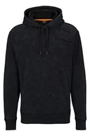 Bluzy męskie - BOSS Męska bluza z kapturem Weozonehood Relaxed-Fit z bawełny z detalami w stylu wyścigowym, czarny (Black1), L - miniaturka - grafika 1