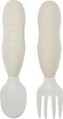 Sztućce dla dzieci - Beaba Zestaw Velvet 913581 szary - miniaturka - grafika 1