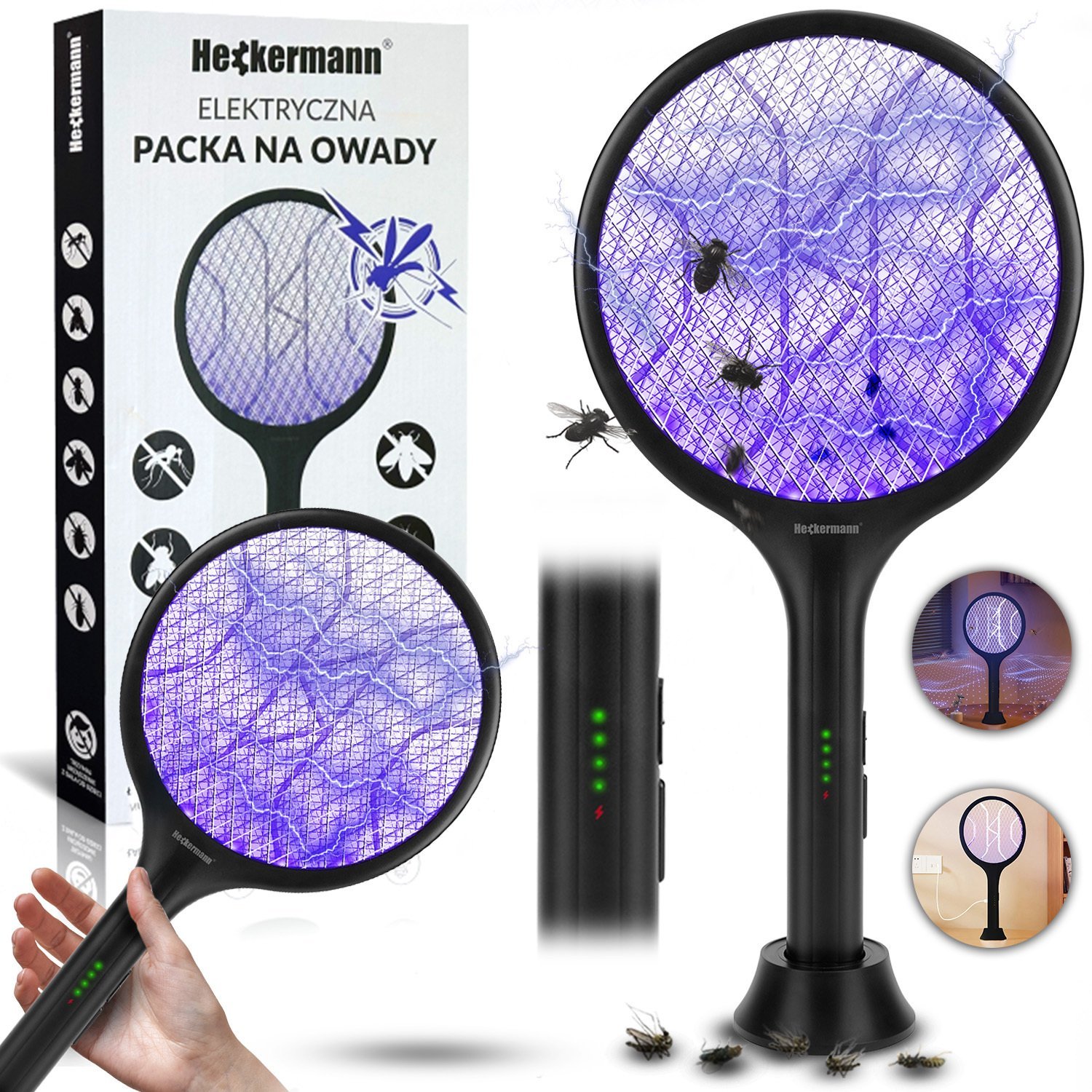 Heckermann Elektryczna packa łapka na owady  WD-9018 Czarna