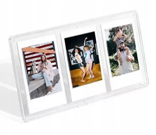 Ramka Stojąca Na 3 Zdjęcia Do Aparatów / Drukarek Drukujących Na Papierze Zink / Fuji Instax Mini - Przezroczysta - Ramki na zdjęcia - miniaturka - grafika 1