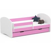 Łóżka dla dzieci i młodzieży - Łóżko dziecięce 160x80 SMILE z materacem i szufladą różowe - miniaturka - grafika 1
