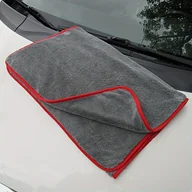 Inne - TEMU 1 szt. Ultra-Chłonny Ręcznik do Mycia Samochodu z Mikrofibry - 350gsm, Koralowy Polar, 62.9x23.6 Cali, Szary z Czerwoną Obwódką, Gruby i Miękki - miniaturka - grafika 1