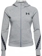 Bluzy sportowe damskie - Damska bluza treningowa UNDER ARMOUR Fleece Taped WM FZ Hoodie - miniaturka - grafika 1