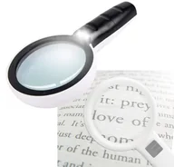 Mikroskopy i lupy - DUŻA LUPA LED PODŚWIETLANA DO CZYTANIA SZKŁO POWIĘKSZAJĄCE 10x 110mm 3x LED - miniaturka - grafika 1