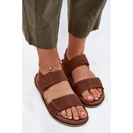 Sandały damskie - Skórzane Sandały Damskie Inblu AA0001KU Camel brązowe - miniaturka - grafika 1