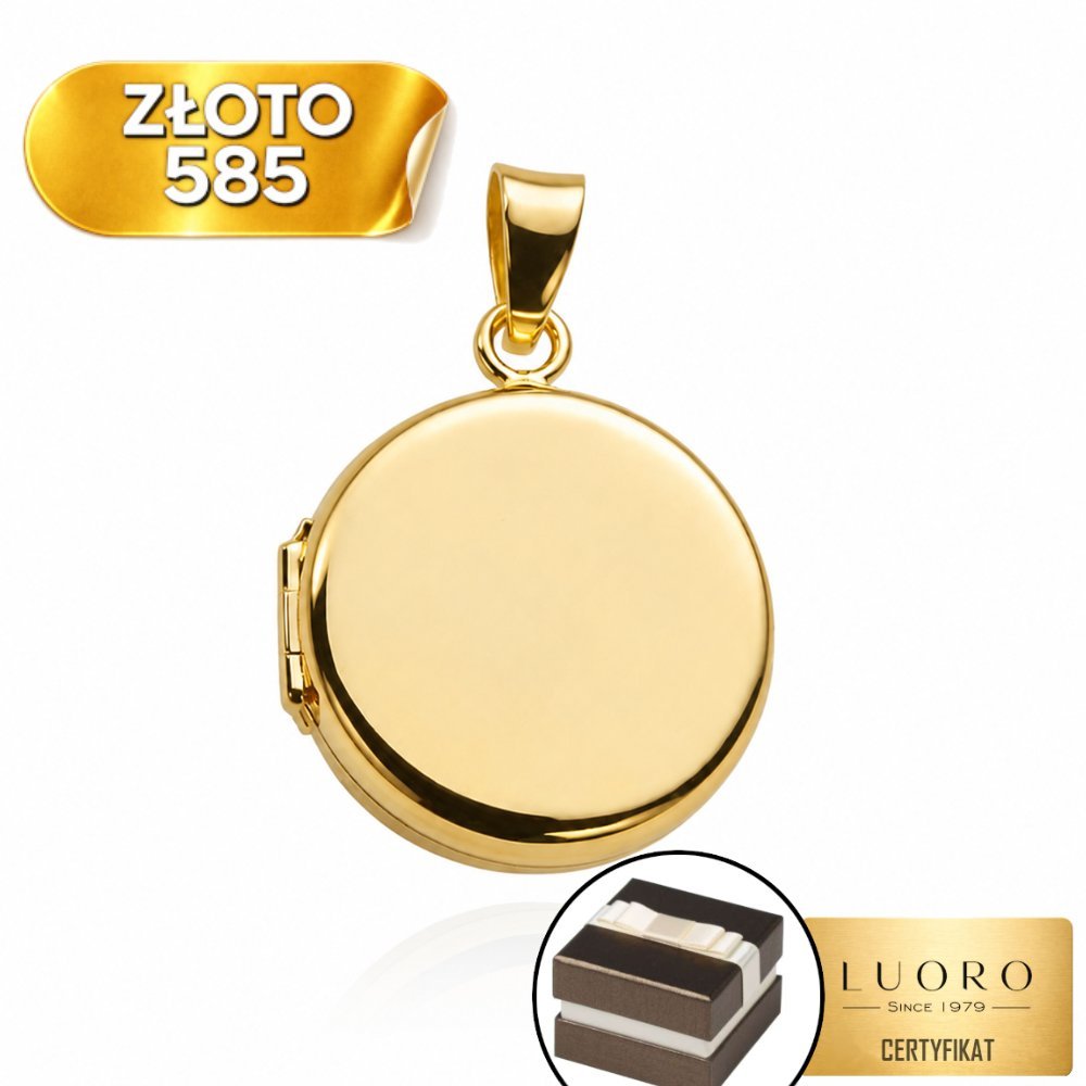 ZAWIESZKA ZŁOTA 585 14K PUZDERKO KÓŁKO GŁADKIE 2,8 CM ELEGANCKA PREZENT