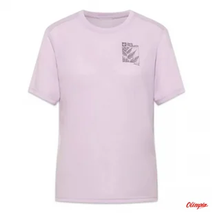 Koszulka Damska Jack Wolfskin Vonnan Graphic Explore - Pale Lavender - Koszulki i topy damskie - miniaturka - grafika 1