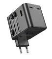 Ładowarki do telefonów - Uniwersalny adapter podróżny JELLICO S9 PD 2xUSB-C + 1xUSB 3.4A Max 2500W Czarny - miniaturka - grafika 1