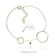 Bransoletki - ankabizuteria.pl Subtelna bransoletka srebrna pozłacana z czarnym spi - miniaturka - grafika 1