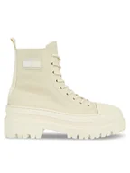 Botki damskie - Tommy Hilfiger Botki Tjw Foxing Canvas Boot EN0EN02216 Beżowy - miniaturka - grafika 1
