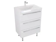 Szafki łazienkowe - Szafka Stojąca Z Umywalką ATH 60 cm - Biały Mat - Uchwyty Chromowane - miniaturka - grafika 1