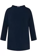 Bluzy damskie - Ulla Popken Damska bluza dresowa z kołnierzem, ciemny morski, 50-52 - miniaturka - grafika 1