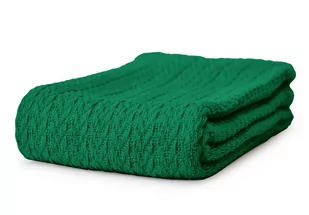 Kocyk dziecięcy 80x120  100% bawełniany naturalny w warkocz jodełkę - butelkowa zieleń - Koce i narzuty dla dzieci - miniaturka - grafika 1