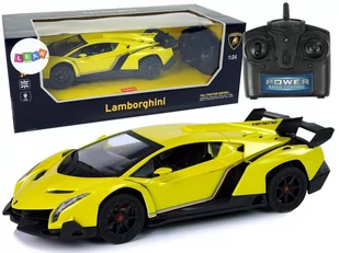 Import leantoys Auto Sportowe R/C 1:24 Lamborghini Veneno Żółte 2.4 G Światła 9741 - Zabawki zdalnie sterowane - miniaturka - grafika 1