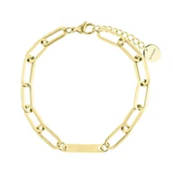 Bransoletki - Bransoletka damska złota z blaszką do grawerowania ze stali szlachetnej - Manoki - miniaturka - grafika 1