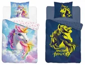 Pościel dla dzieci - Pościel bawełniana dziecięca świecąca 140x200 5547a jednorożec fluo - miniaturka - grafika 1