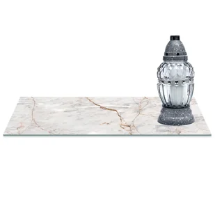 SZKLANA PODSTAWKA POD ZNICZE z dedykacją 60x20cm Marmur 376c - Lampiony i znicze - miniaturka - grafika 1
