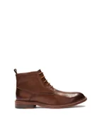 Botki męskie - Brązowe trzewiki z suwakiem i sznurowaniem - 42 - miniaturka - grafika 1