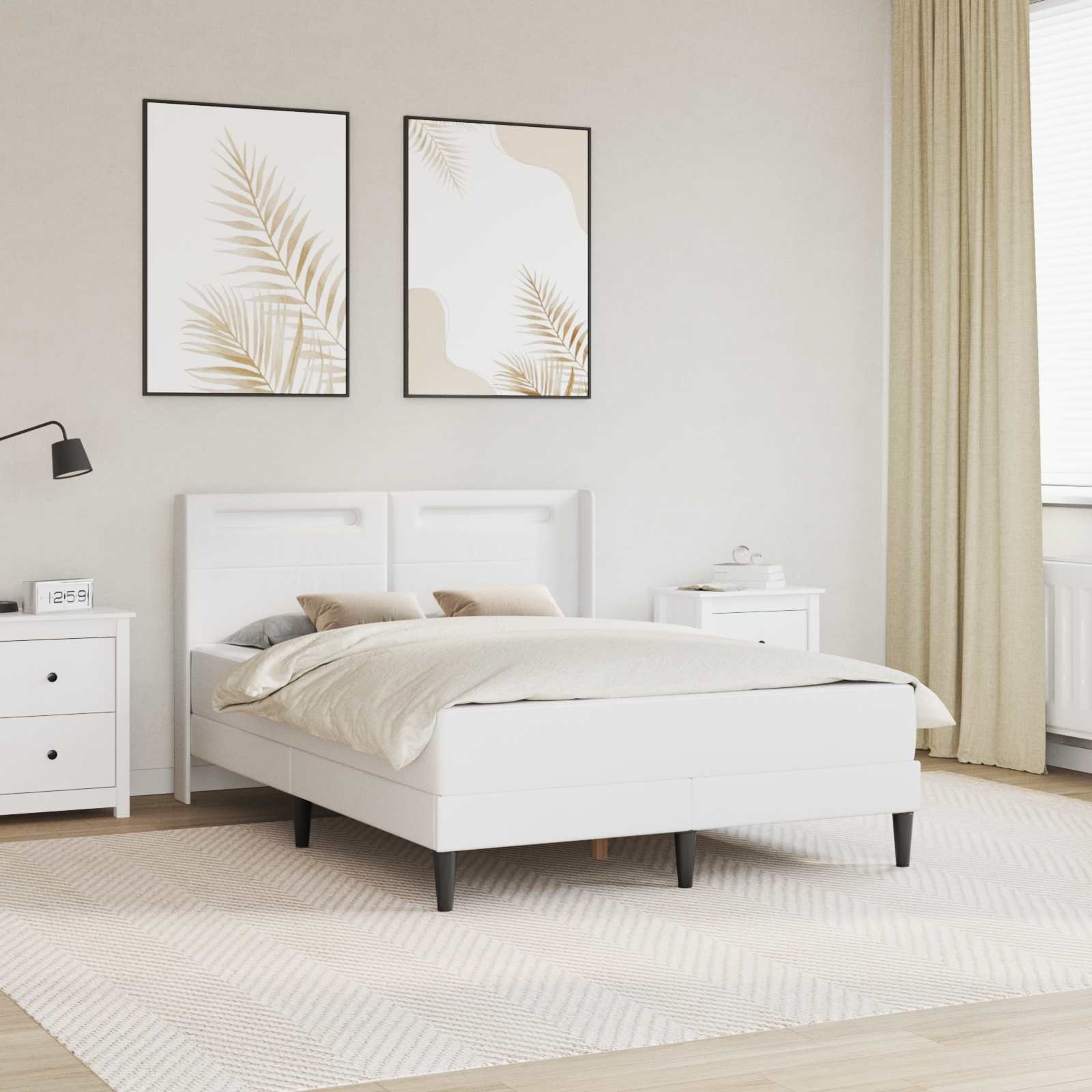 vidaXL vidaXL Rama łóżka z materacem Biały 120 x 190 cm Ekoskóra