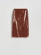 Spódnice - Reserved - Cekinowa spódnica midi - brązowy - miniaturka - grafika 1