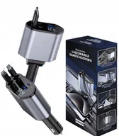 Ładowarki samochodowe - ŁADOWARKA SAMOCHODOWA 4w1 WYSUWANA OBROTOWA DO ZAPALNICZKI 2 X USB-C - miniaturka - grafika 1