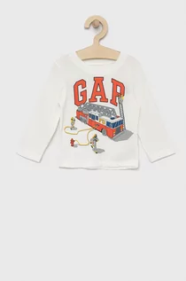 Bluzki dla chłopców - GAP longsleeve bawełniany kolor biały z nadrukiem - Gap - grafika 1