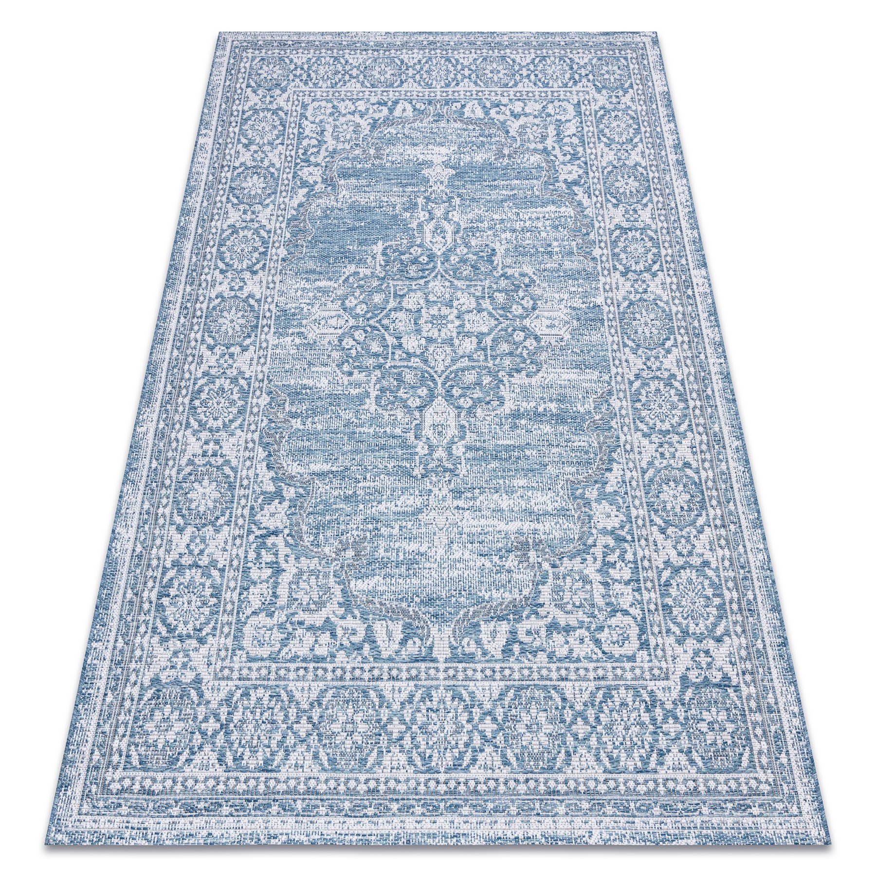 Dywan SZNURKOWY SIZAL LOFT 21213 Ornament / srebrny / kość słoniowa niebieski 160x230 cm