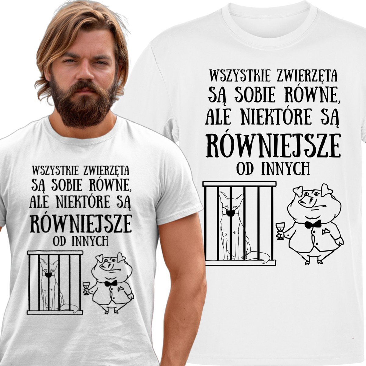 Koszulka męska Folwark Zwierzęcy Świnie Zwierzęta Są Równe Orwell S