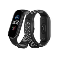 Akcesoria do smartwatchy - Pasek opaska zamienna do xiaomi mi band 5/6/7 oddychająca czarno - szary - miniaturka - grafika 1