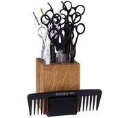 Meble fryzjerskie - Organizer stojak na nożyczki, degażówki, grzebienie, wizytówki AKALI PRO VIP – ciemny dąb - miniaturka - grafika 1