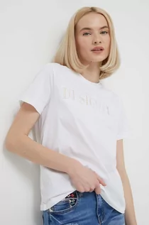 Koszulki sportowe damskie - Desigual t-shirt bawełniany damski kolor biały - grafika 1
