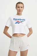 Koszulki sportowe damskie - Reebok t-shirt bawełniany Identity damski kolor biały 100037593 - miniaturka - grafika 1