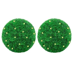 vidaXL Sztuczne kule bukszpanowe z diodami LED 2 szt. Zielone 52 cm - Sztuczne kwiaty - miniaturka - grafika 1