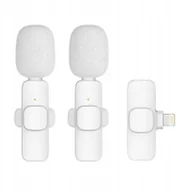 Mikrofony komputerowe - Mikrofon krawatowy bezprzewodowy Lightning podwójny 2 w zestawie K1 biały - miniaturka - grafika 1