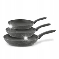 Zestawy garnków i patelni - 3X Granitowa Patelnia Indukcja Zestaw Patelni Nonstic 20/24/28 Greys Marble - miniaturka - grafika 1