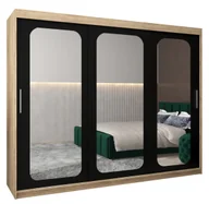 Szafy - Szafa przesuwna Garderoba PROMO T3 250 gł. 62 sonoma/czarny - miniaturka - grafika 1