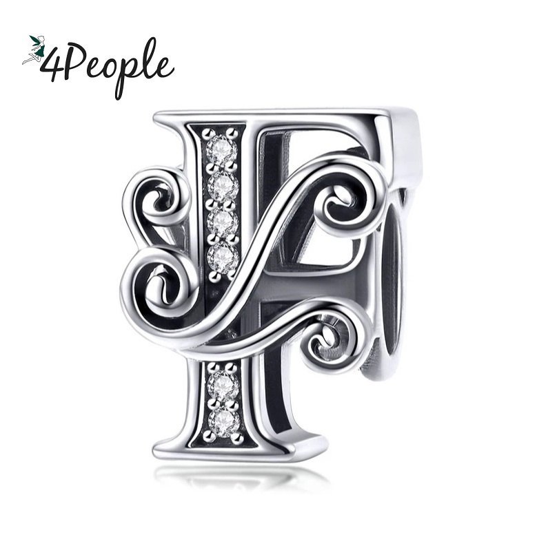 Zawieszka Charms Literka Litera F Alfabet Srebro